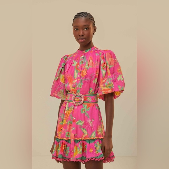 NWT FARM Rio Pink Delicate Fruit Garden Mini Dress, Size L - Picture 2 of 16